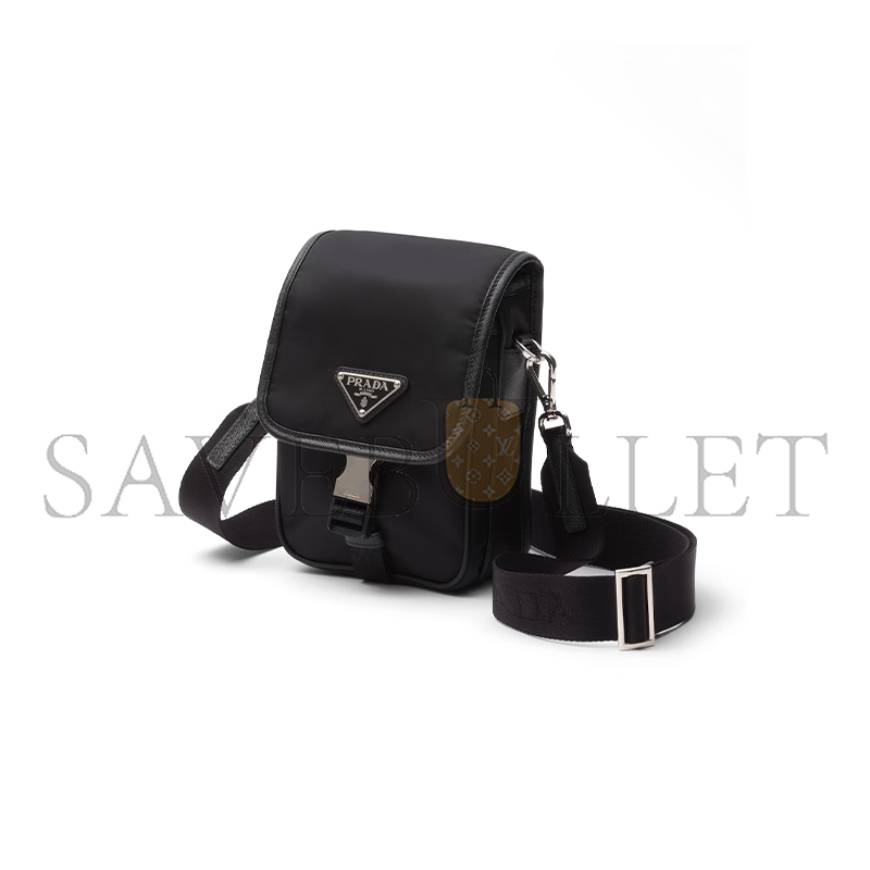 Pra*a re-nylon and saffiano leather shoulder bag 2vd043 (19*14*5.5cm)